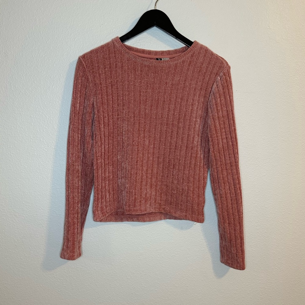Divided H&M Pink Ribbed Knit Long Sleeve Pullover Sweater Size M
